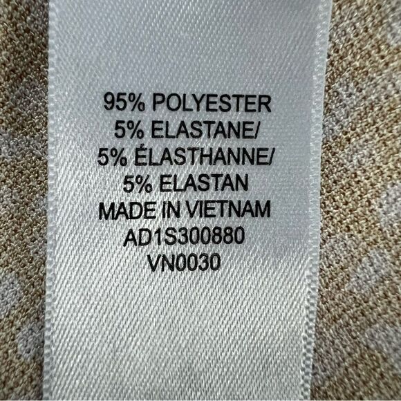 Adrianna Papell Gold White Patterned Puff Sleeve Women's Blouse Top SZ M - Picture 10 of 11